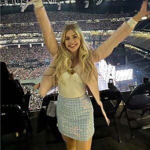 Blue houndstooth mini skirt
